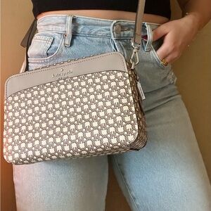 Kate Spade Cream and Taupe Patterned Crossbody Bag